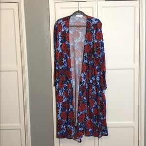 LulaRoe Blue with Red ROSES Sarah! XL
